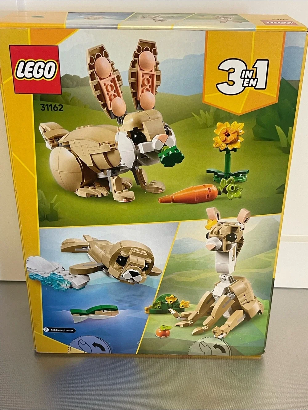 Lego Creator 3 in 1 Tan Bunny Building Block Figure with Orange Carrot 31162 8+